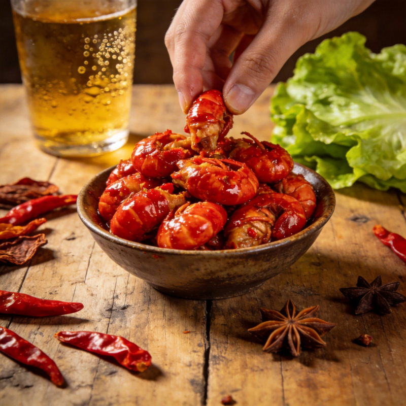 麻辣小龙虾配啤酒图片