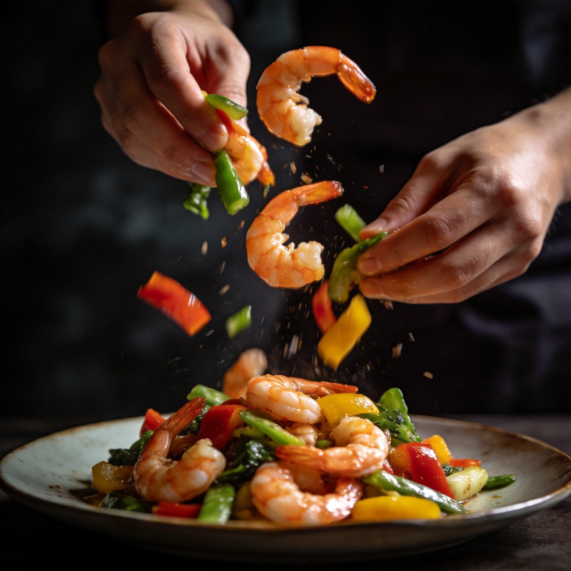 虾仁炒彩椒图片