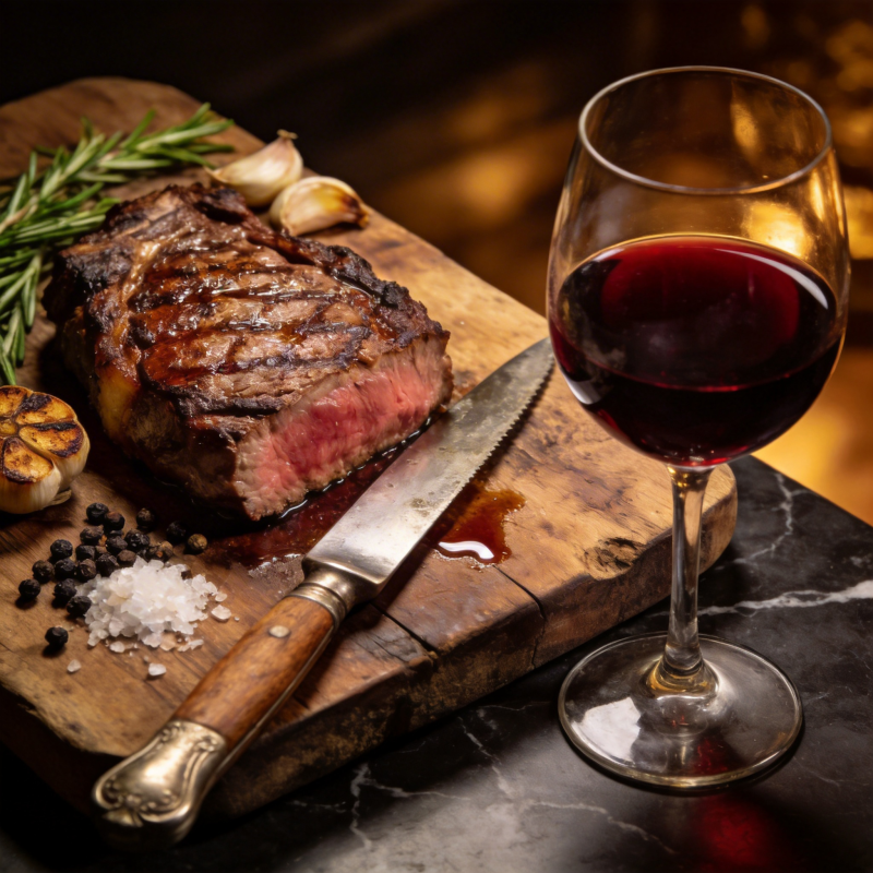 牛排配红酒图片