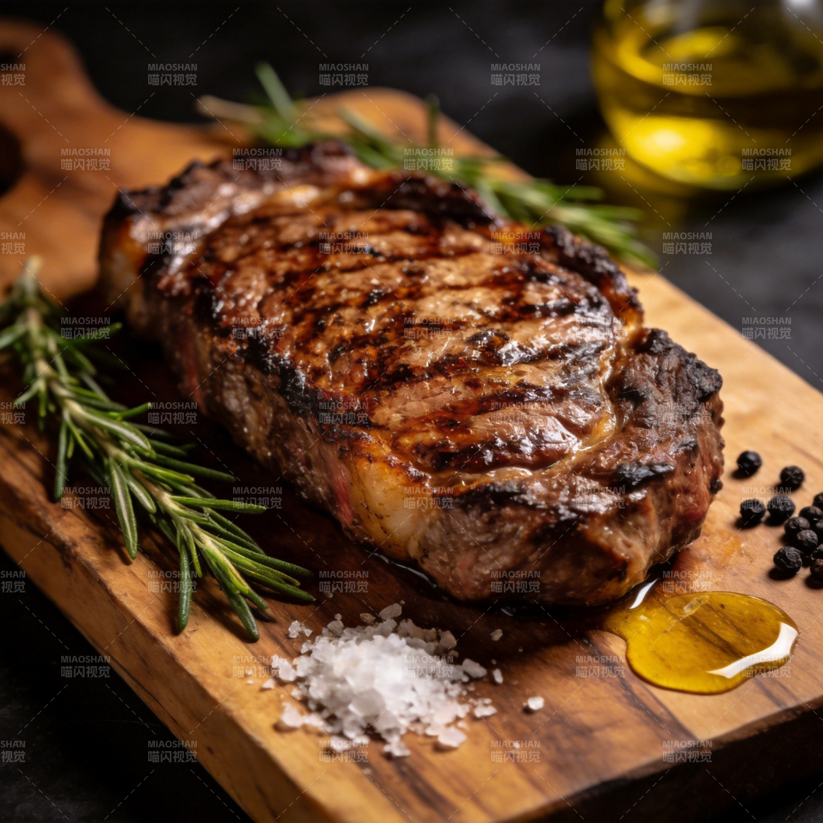 香煎牛排配迷迭香图片