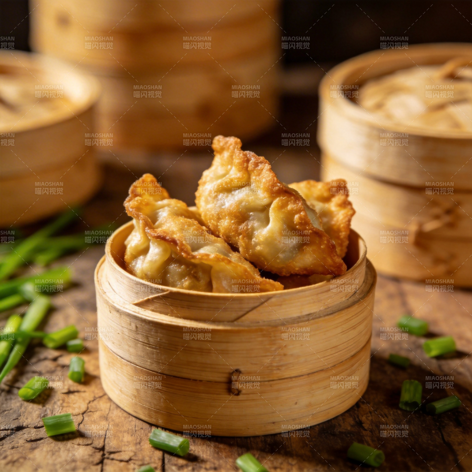 金黄煎饺 竹笼飘香图片