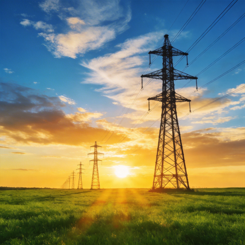 电塔剪影日落时图片