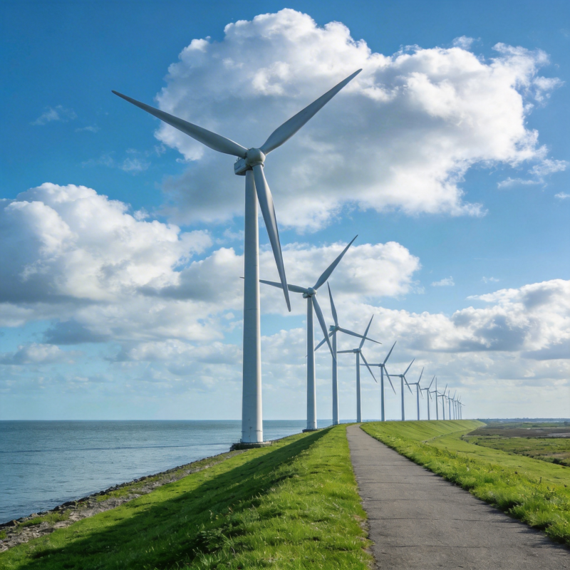 风车列阵海岸线图片