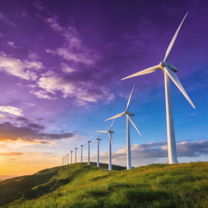 风车列阵迎朝阳图片