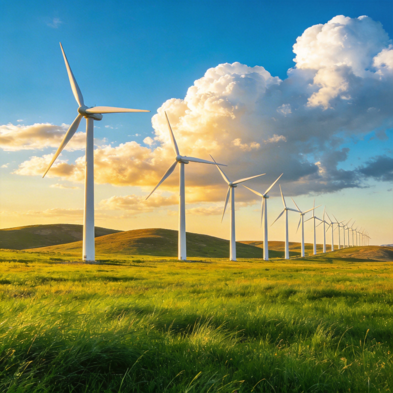 风车列阵迎朝阳图片