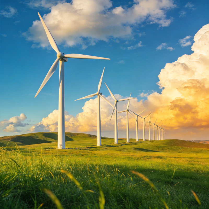 风车列阵迎朝阳图片