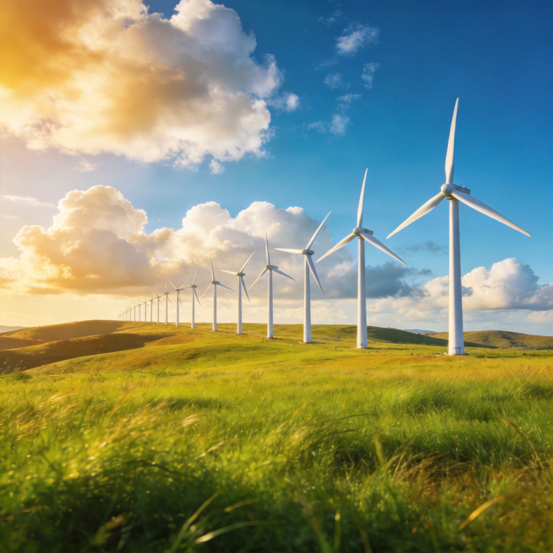 风车列阵 绿野蓝天图片