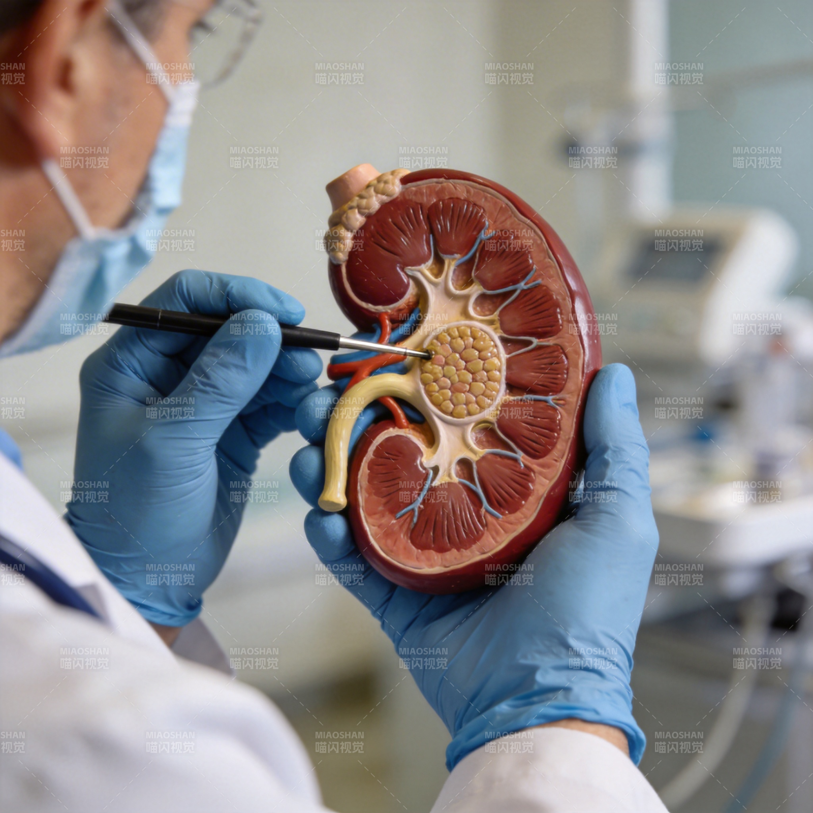 医生讲解肾脏模型图片