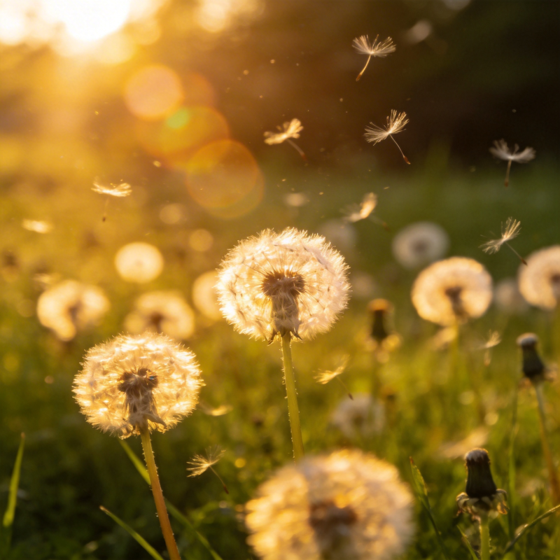 蒲公英随风飘散图片