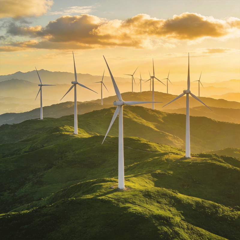 风车山景夕阳图片