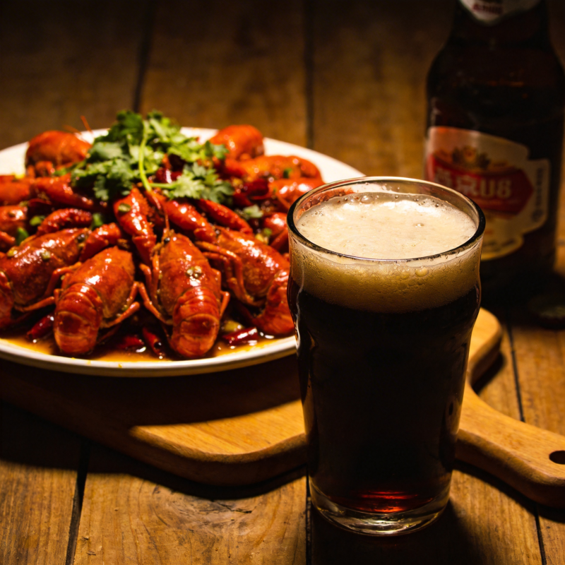小龙虾配啤酒图片