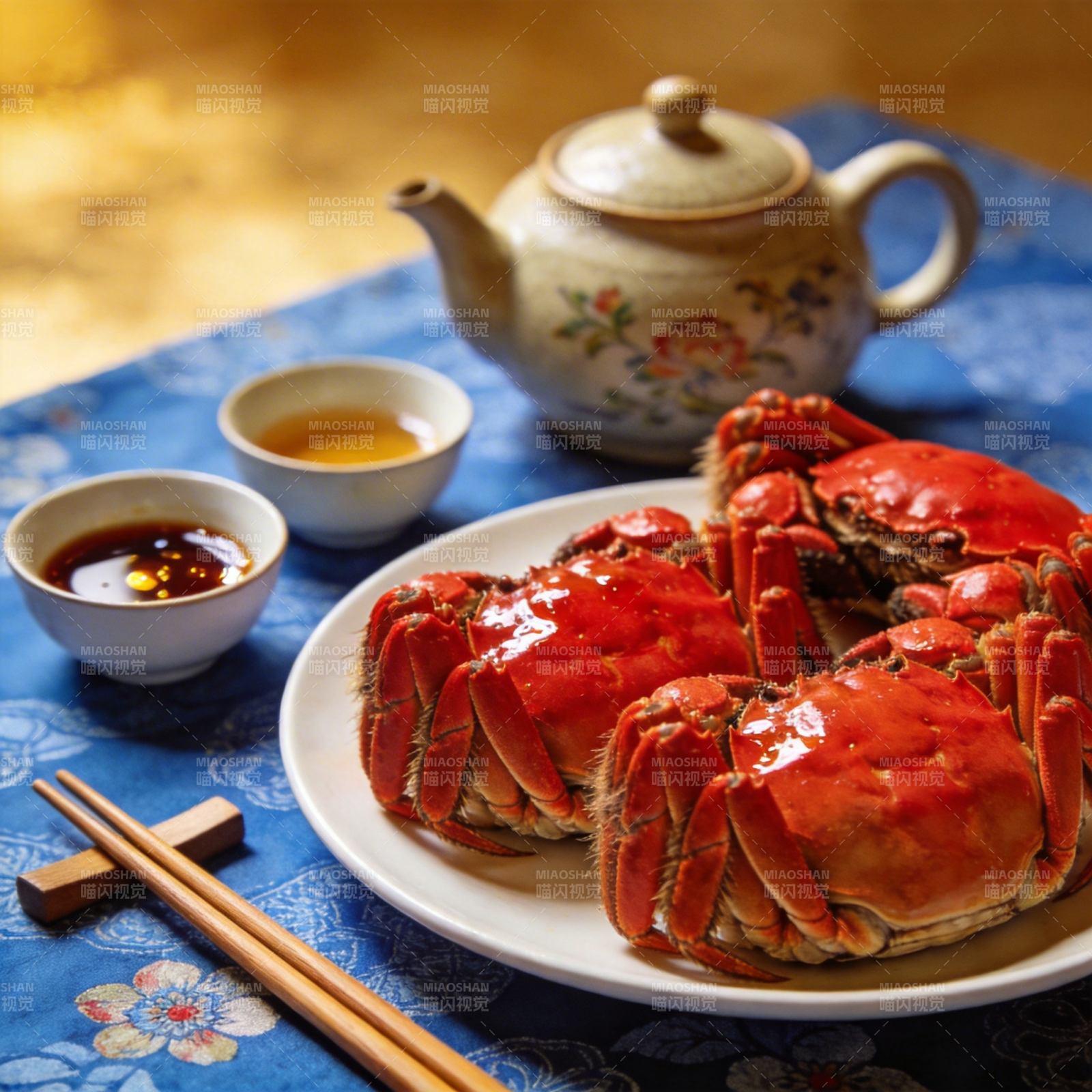 大闸蟹配茶宴图片