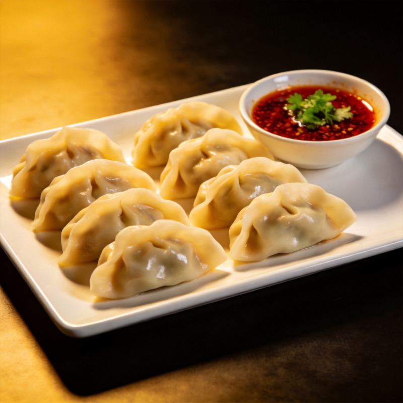 美味饺子配辣酱图片