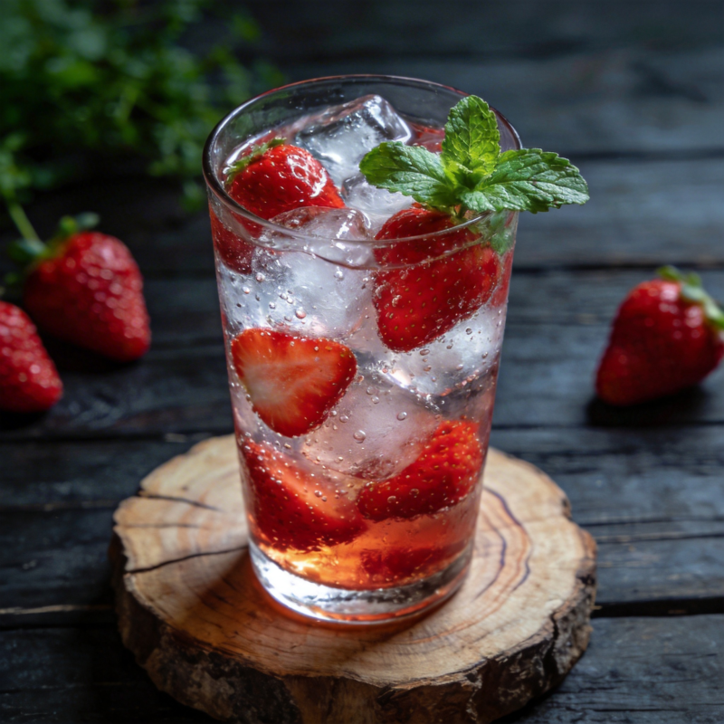草莓薄荷冰饮图片