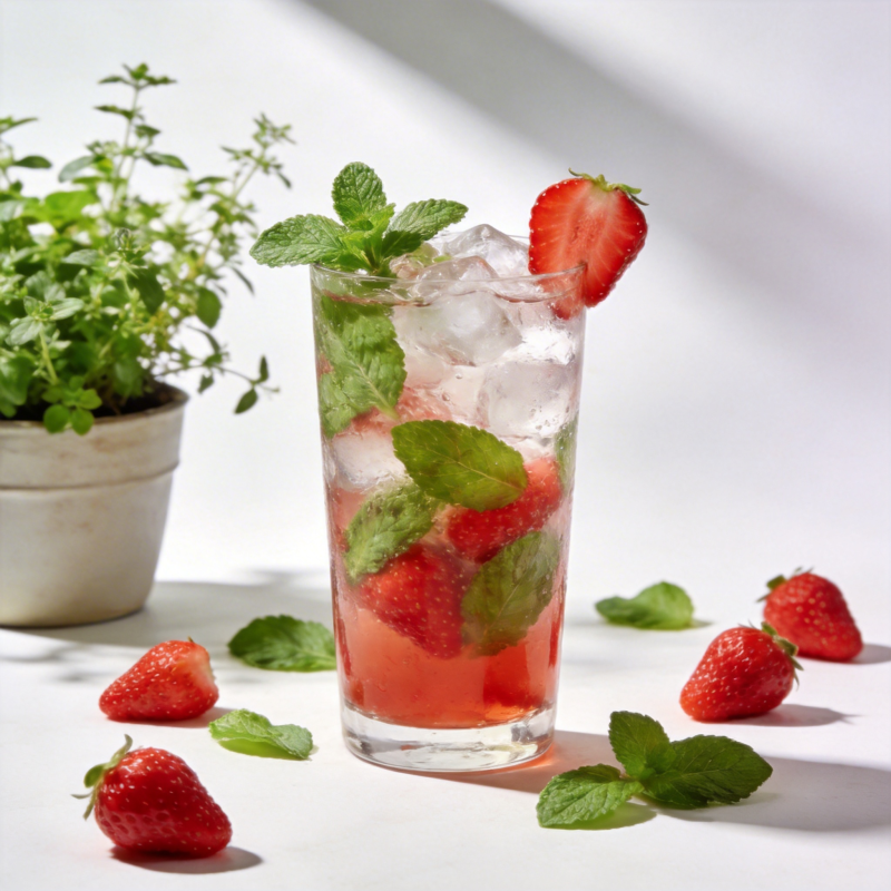 草莓薄荷冰饮图片