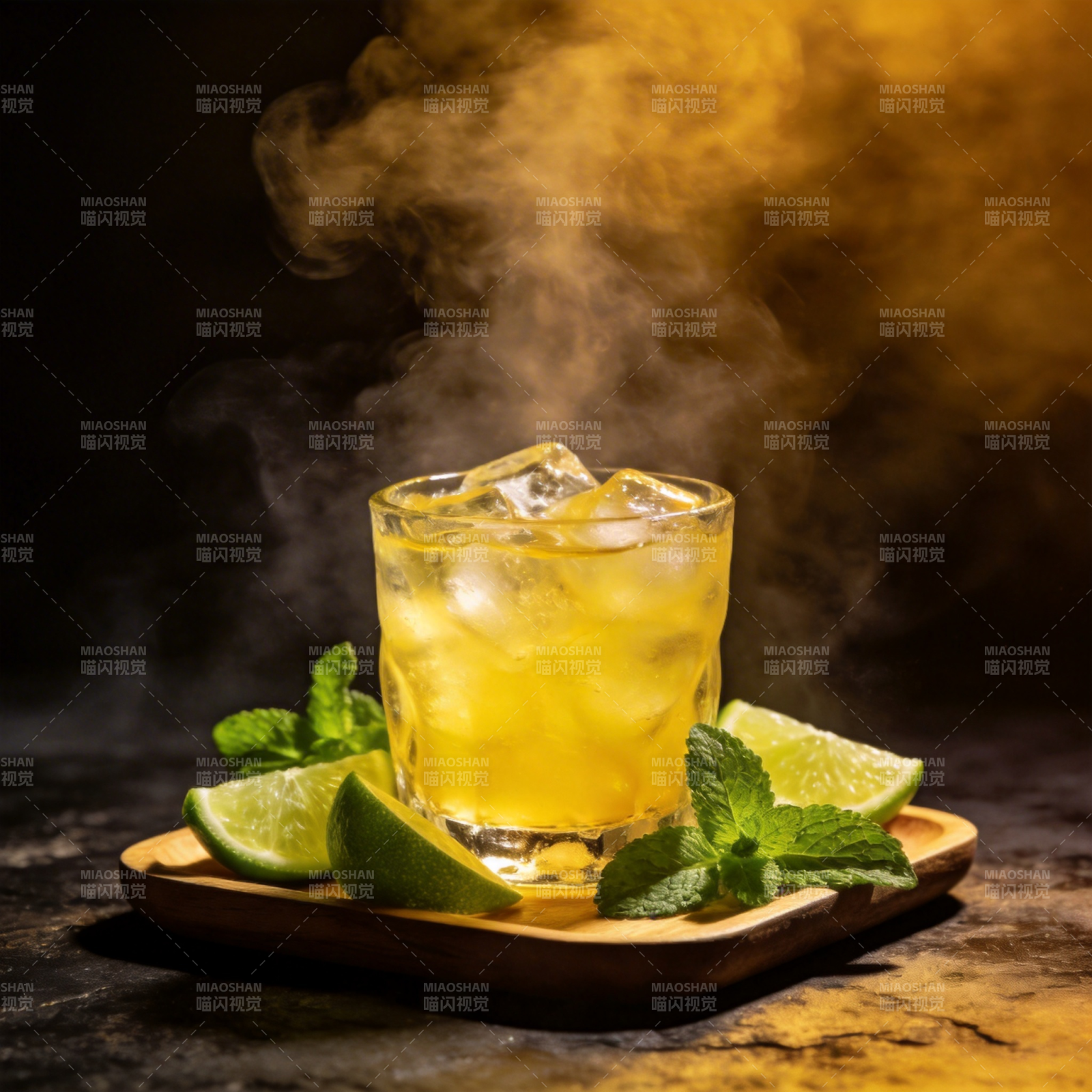 烟雾缭绕的鸡尾酒图片