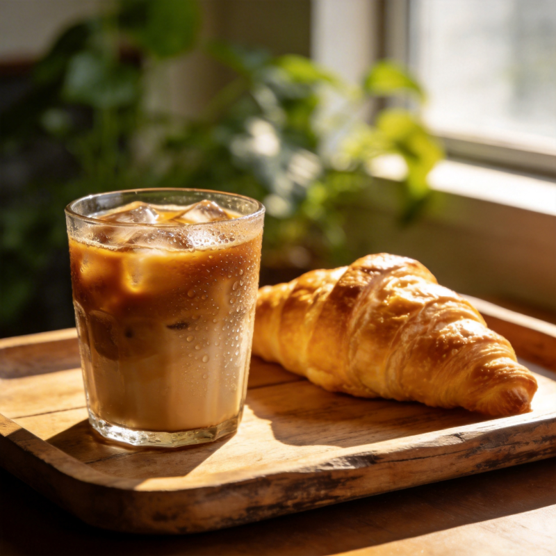 咖啡与羊角面包图片