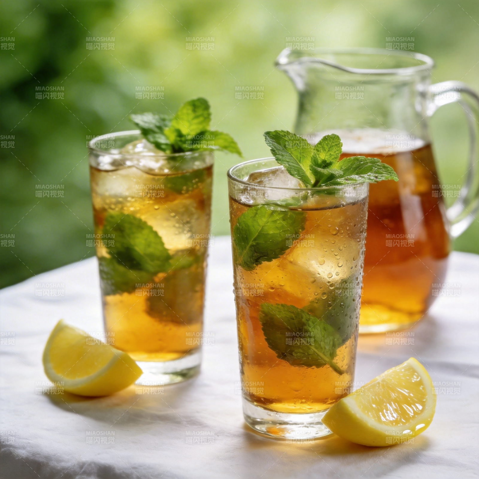 冰茶配薄荷柠檬图片