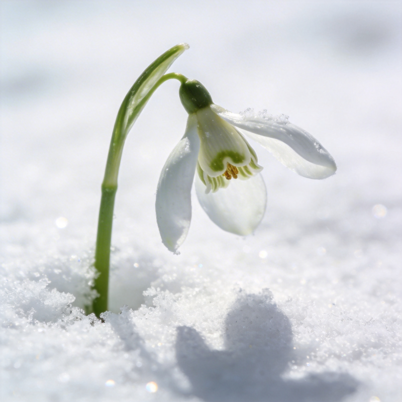 雪中绽放的雪花莲图片