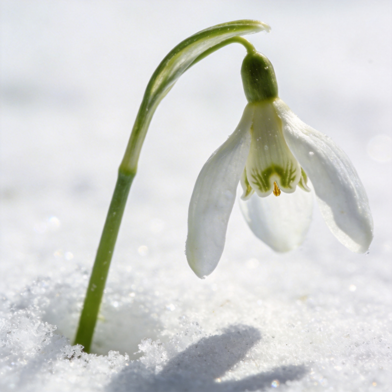 雪中绽放的雪花莲图片