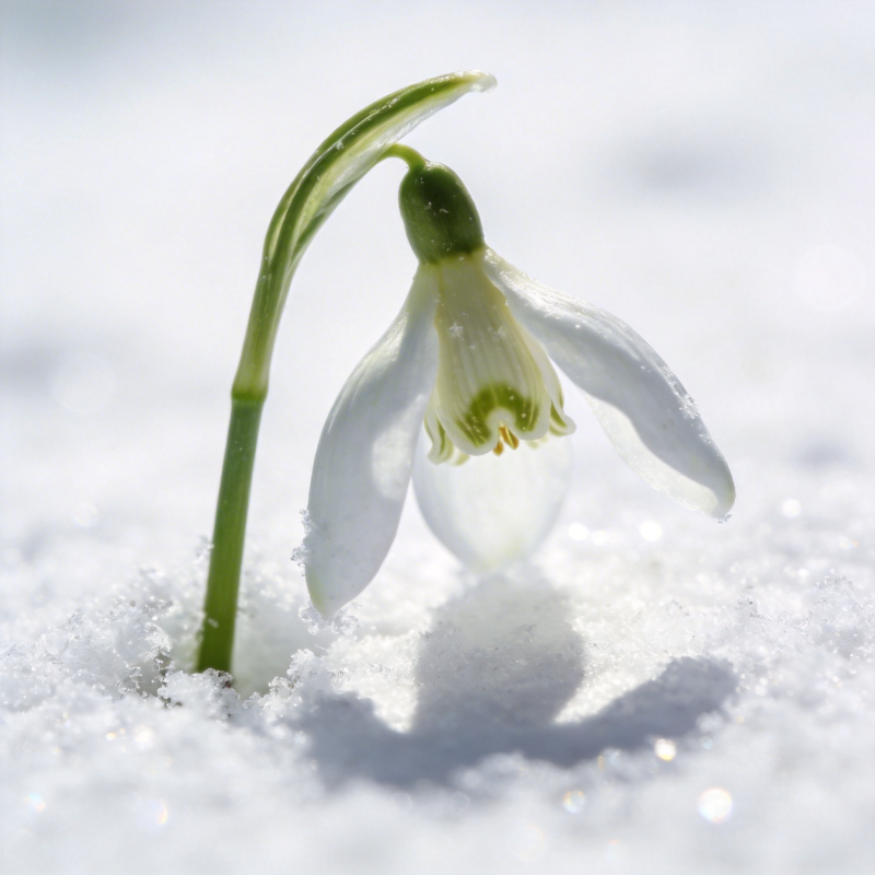雪中绽放的雪花莲图片