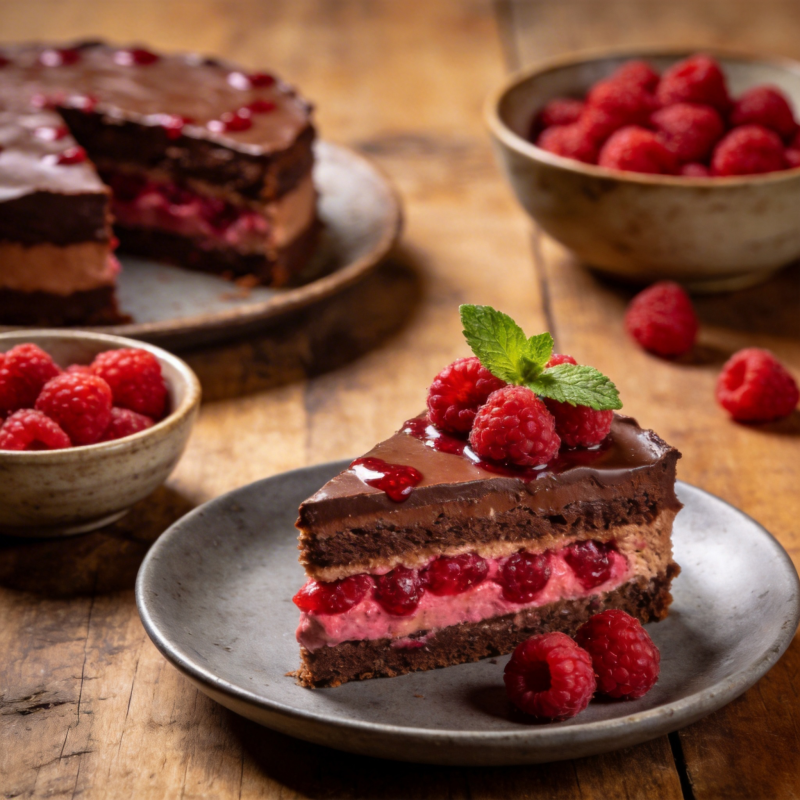 巧克力覆盆子蛋糕图片