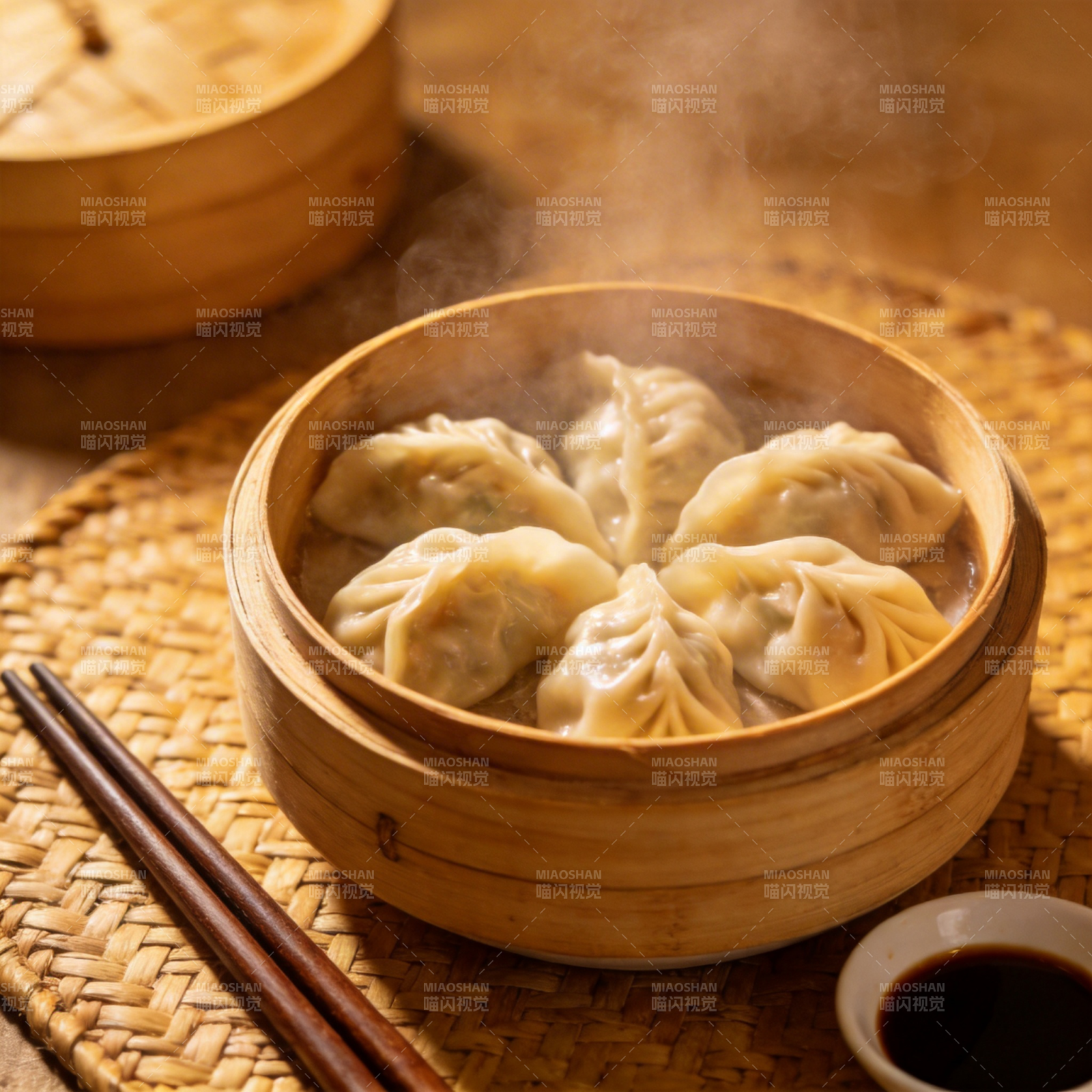 热气腾腾的蒸饺图片