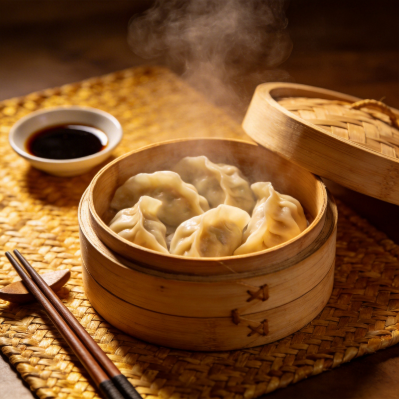 热腾腾的蒸饺图片