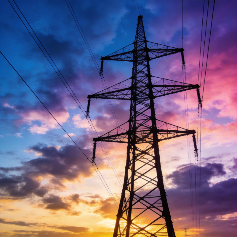 电力塔剪影日落图片