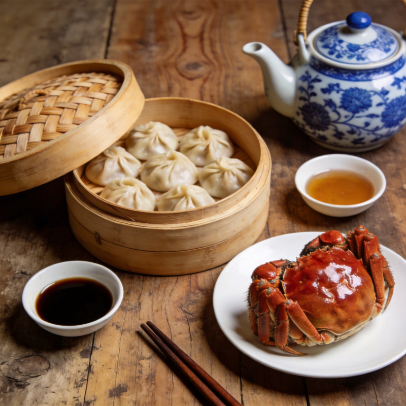 蒸饺螃蟹配茶图片