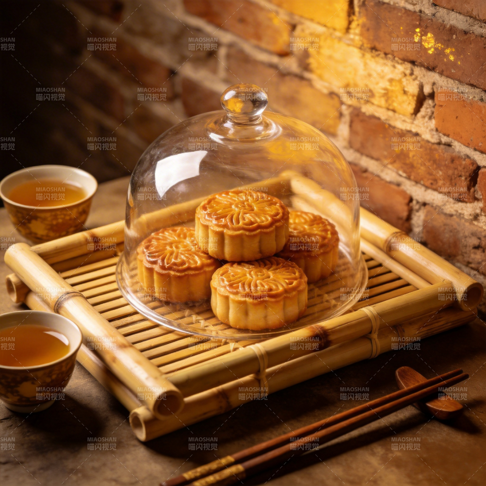 中秋月饼茶香四溢图片