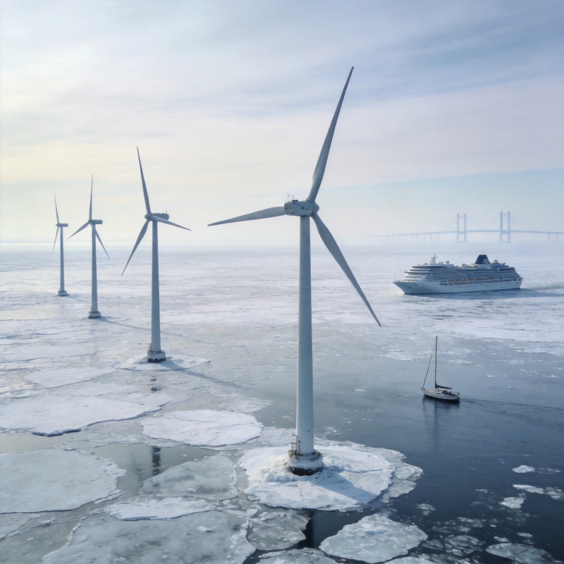 冰海风车与游轮图片