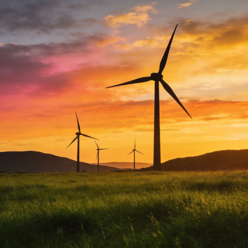 风车夕阳美景图片