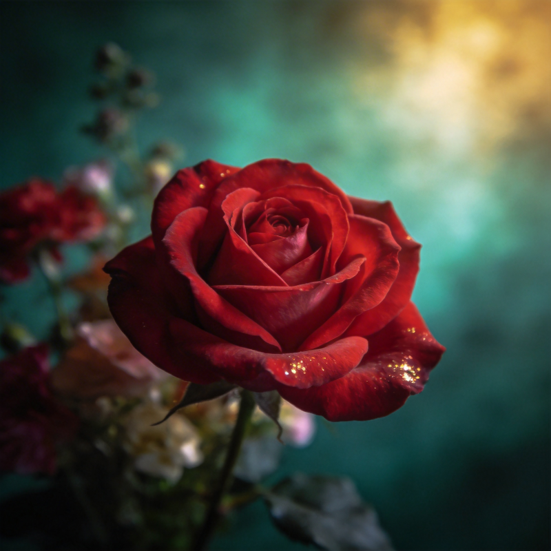 红玫瑰绽放图片