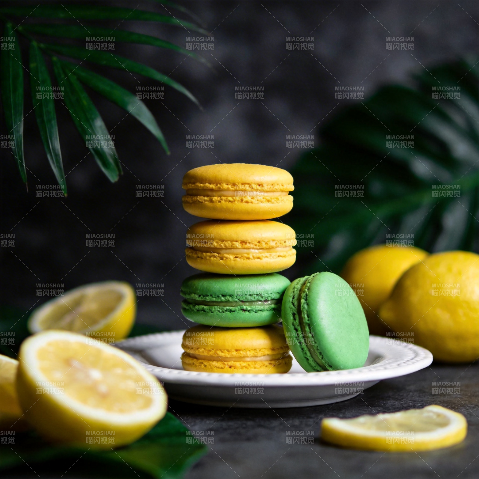 柠檬马卡龙图片