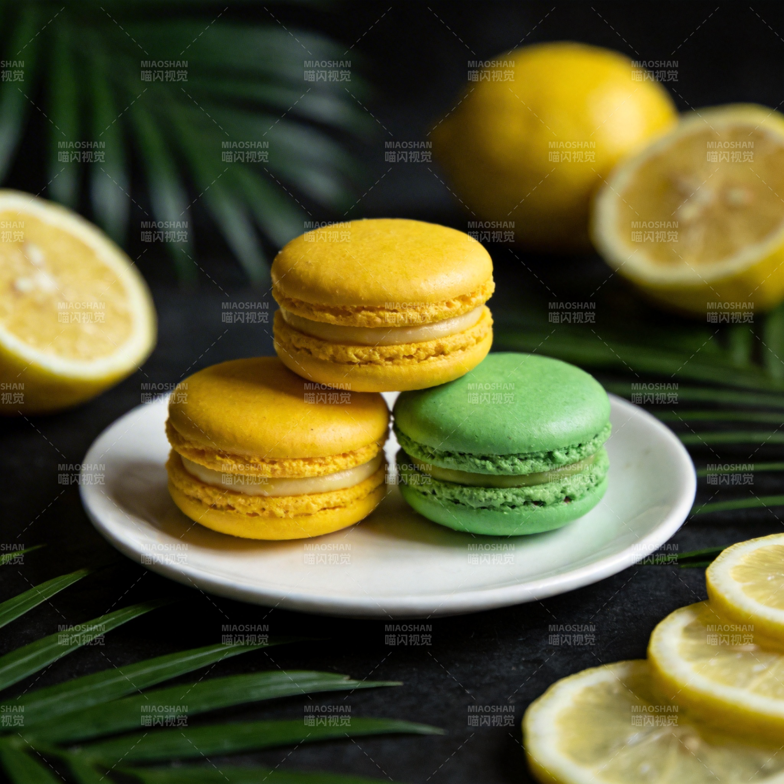 柠檬马卡龙图片