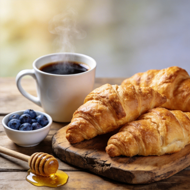 咖啡配羊角面包图片