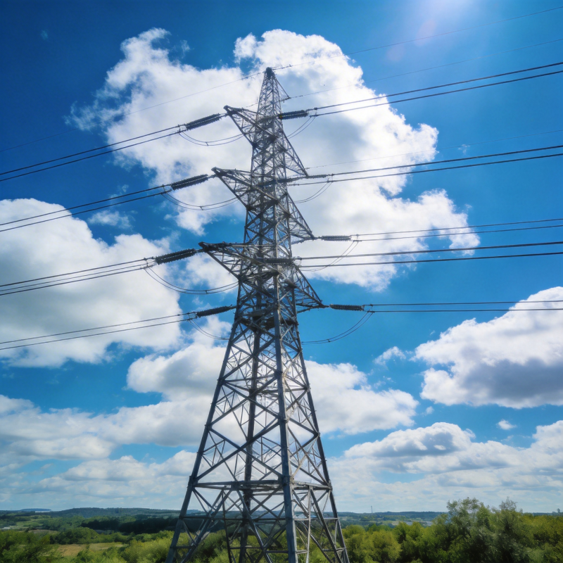 高压电塔蓝天白云图片