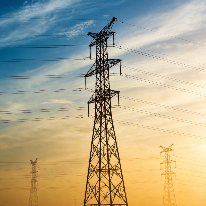 电力塔剪影日落图片