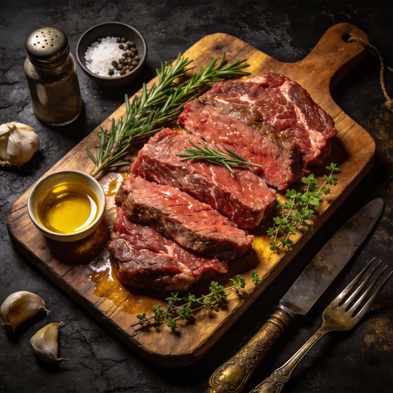 香草牛排摆盘图片