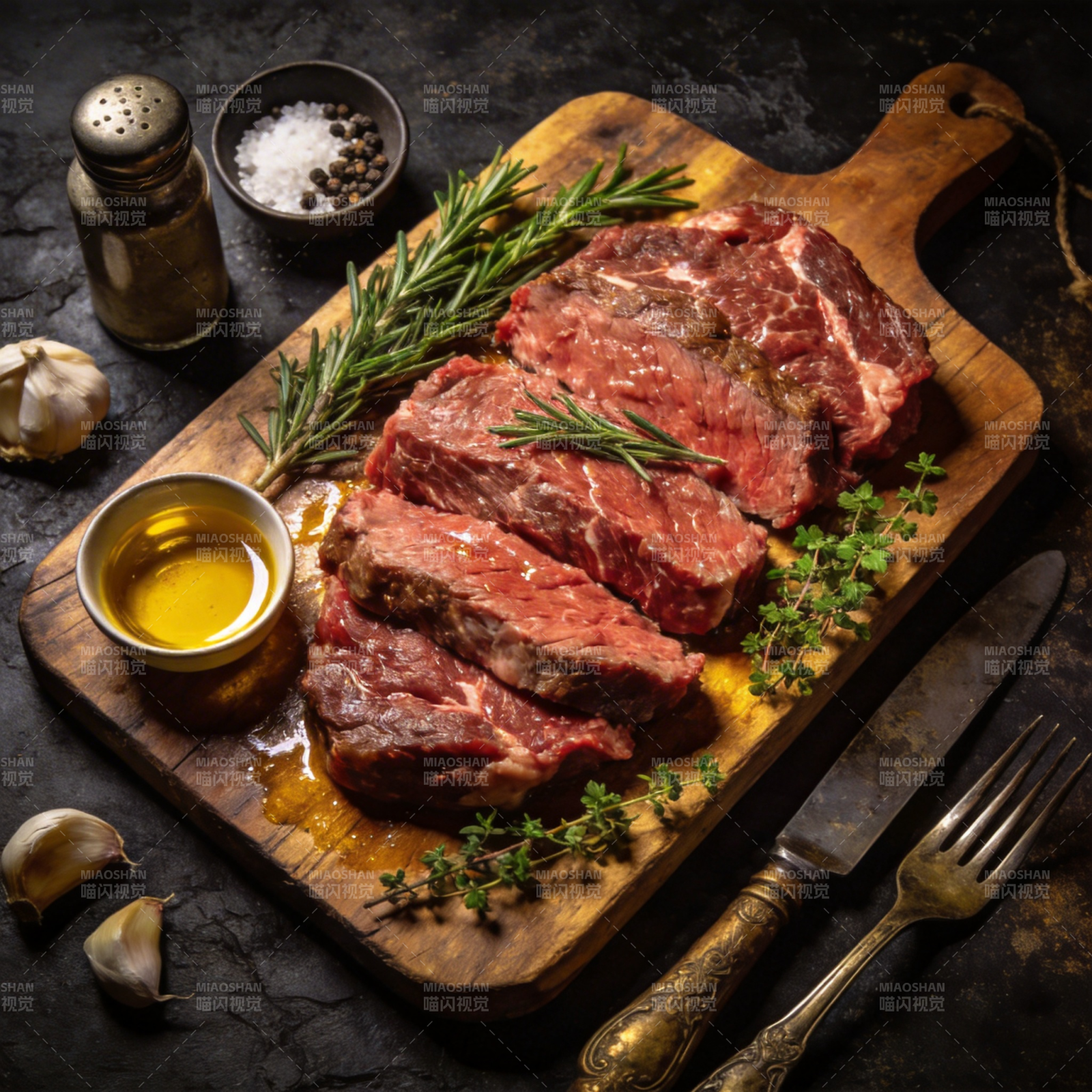 香草牛排摆盘图片