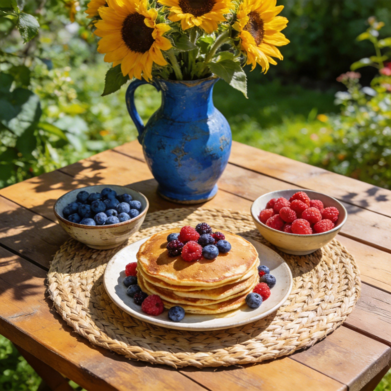 阳光下的美味早餐图片