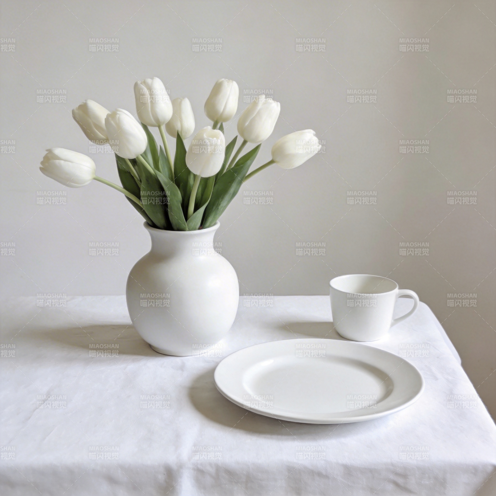 白花静物图图片