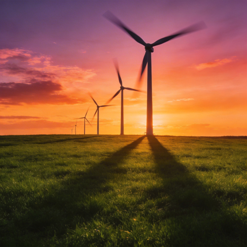 风车剪影夕阳下图片