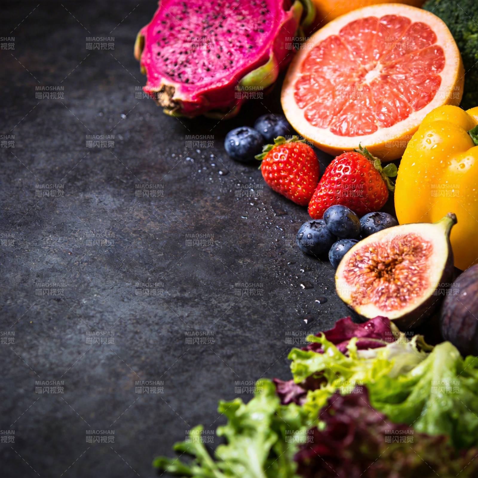 缤纷水果蔬菜拼盘图片