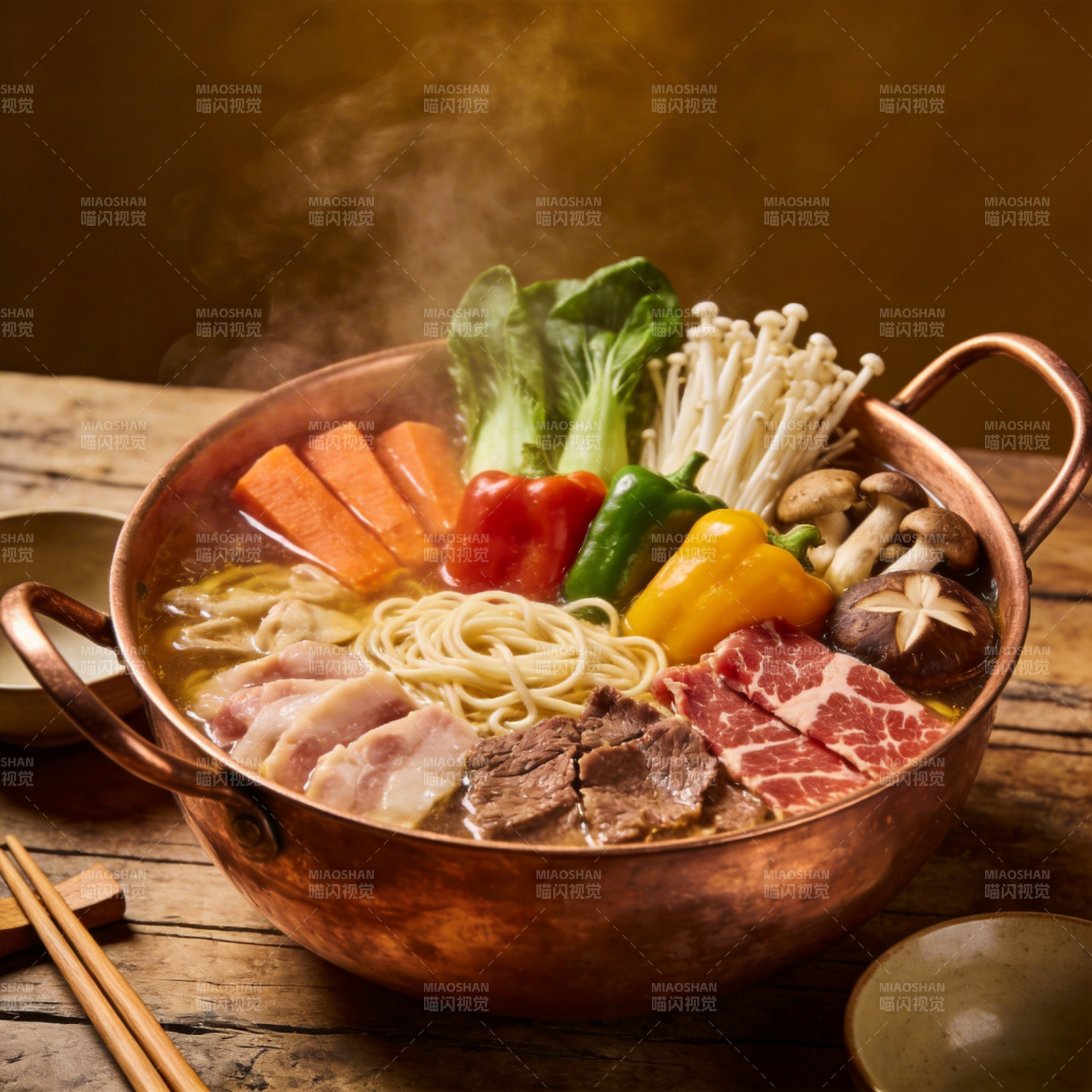 热气腾腾的火锅宴图片