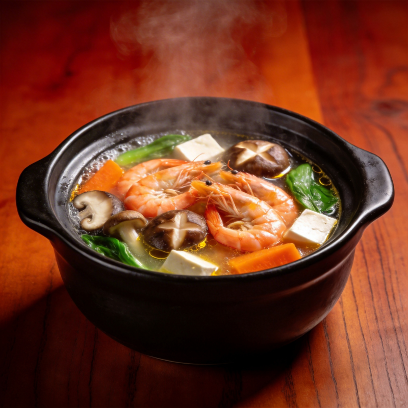 热气腾腾的海鲜汤图片