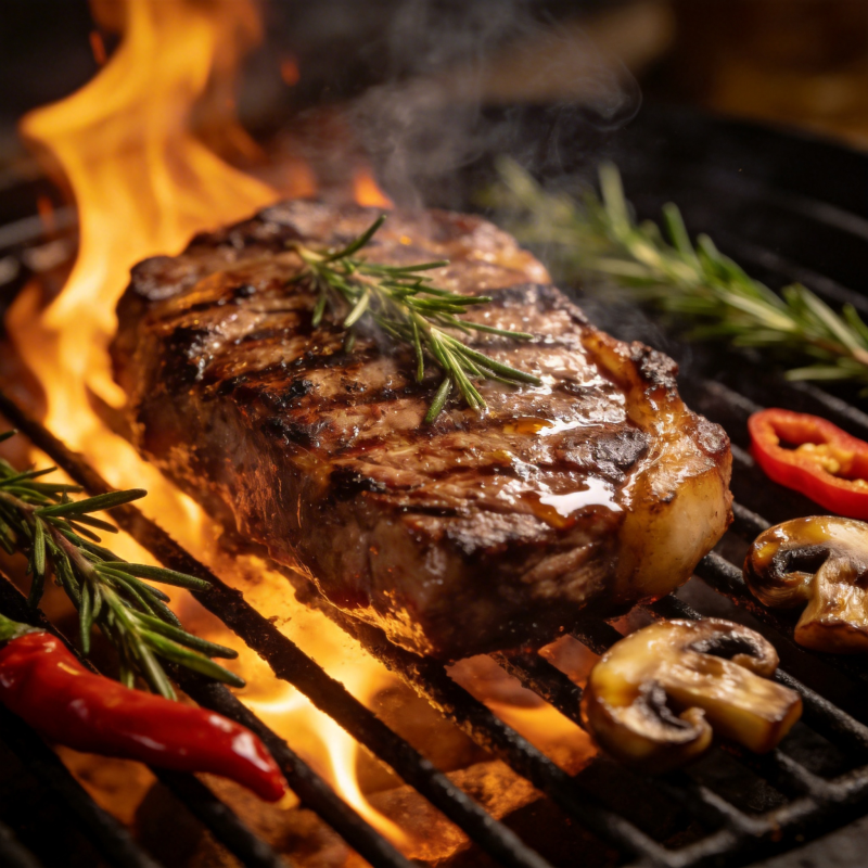火焰烤牛排图片