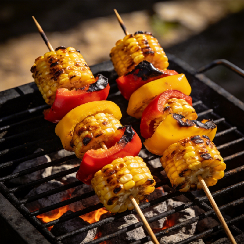 烤玉米彩椒串图片