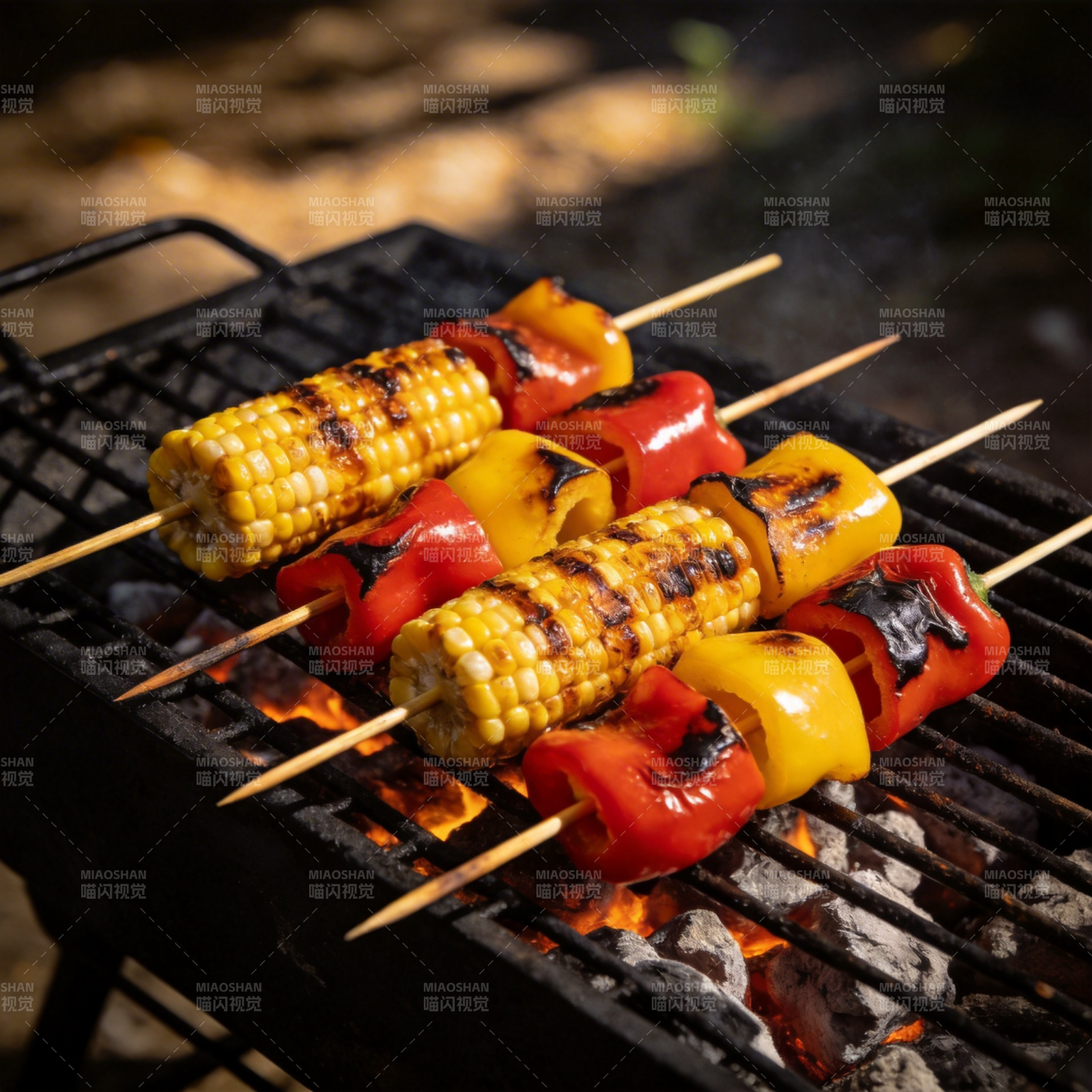 烧烤玉米彩椒串图片
